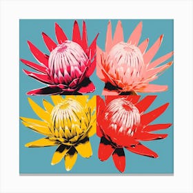 Andy Warhol Style Pop Art Flowers Protea 1 Square Canvas Print