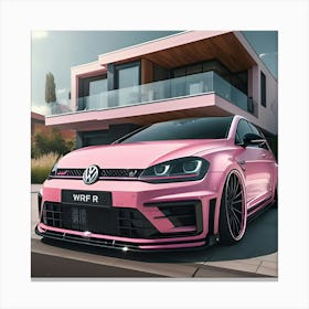 Pink Volkswagen Golf R Stampe su tela