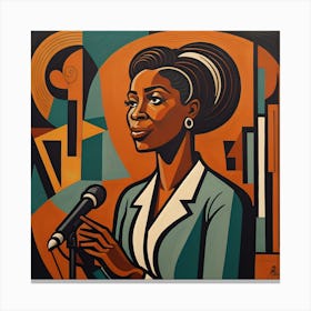 Woman Holding A Microphone Canvas Print