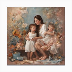 Mother And Children Canvas Print