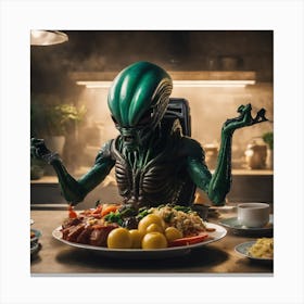 Alien In The Kitchen Canvas Print