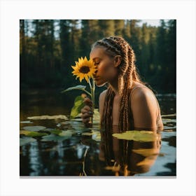 sunflower water woman 1 Canvas Print