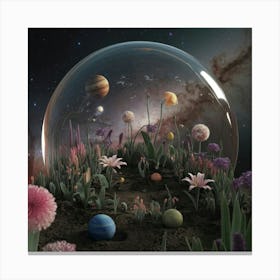 Planets And Flowers Canvas Print