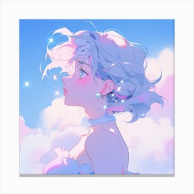 Anime Girl In The Clouds Canvas Print
