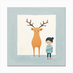 Girl and Deer Canvas Print