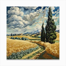 Wheat Field With Cypresses Art Print 1 Canvas Print