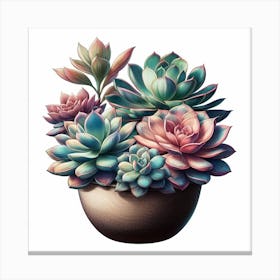 Succulents In A Pot Canvas Print