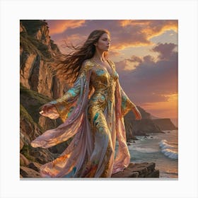 Woman In A Golden Dress Canvas Print