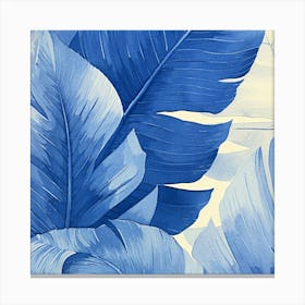 Blue Palm Leaves Canvas Print