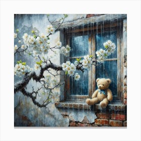 Teddy Bear In The Rain 5 Canvas Print