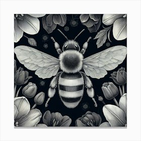 Bee And Flowers 4 Canvas Print