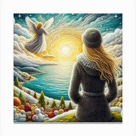 Blonde Women and Angel 3 Canvas Print