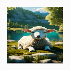 Sheep In The Grass Canvas Print