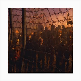 Zombies In A Barbed Wire Fence Canvas Print