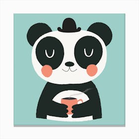 Panda Loves Coffee Canvas Print