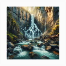 Waterfall In The Forest 45 Canvas Print