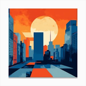 Cityscape At Sunset Canvas Print