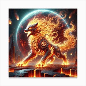 Fire Wolf Elemental Fury Canvas Print