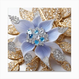 Blue & White Flower Brooch Canvas Print