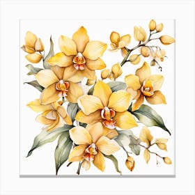 Pattern with Yellow Orchid flowers Canvas Print