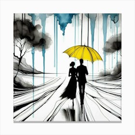 Silhouette of a woman and a man 5 Canvas Print