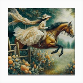 Girl Riding A Horse Canvas Print