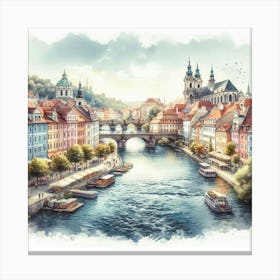 Prague River Canvas Print
