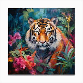 Tiger In The Colourful Jungle Canvas Print