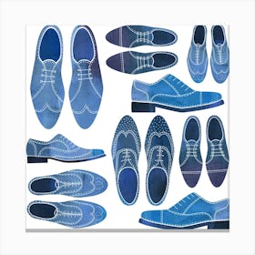 Blue Brogue Shoes Canvas Print