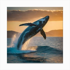 Humpback Whale Jumping Out Of The Water 5 Canvas Print