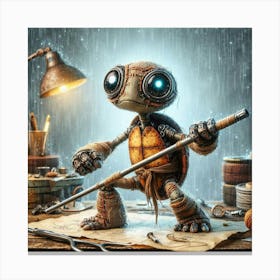 Turtle In The Rain Canvas Print