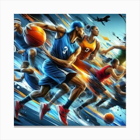 Basketball Players In Action Canvas Print