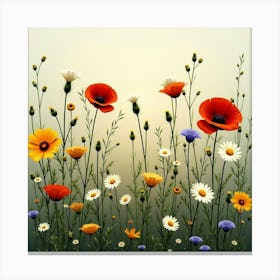 A Wildflower Meadow With A Mix Of Poppies, Daisies, And Cornflowers 4 Canvas Print