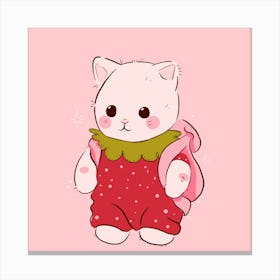 Strawberry Cat - Kawaii Canvas Print