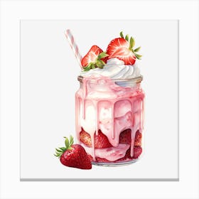 Strawberry Ice Cream In A Glass Canvas Print