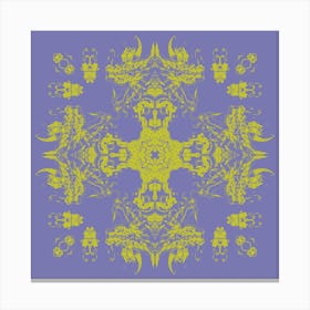 Pastel Dragon Head Pattern Purple And Mustard Canvas Print