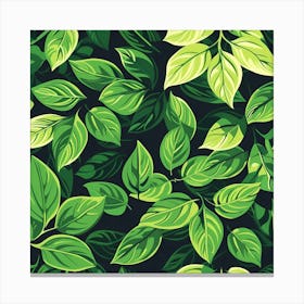 Seamless Pattern Of Green Leaves Canvas Print