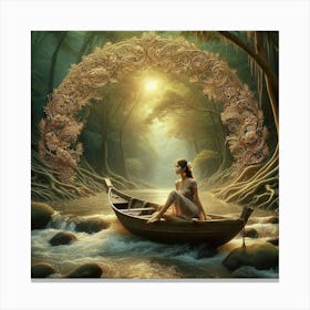 Woman In A Boat 1 Canvas Print