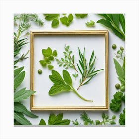 Fresh Herbs In A Frame 1 Canvas Print
