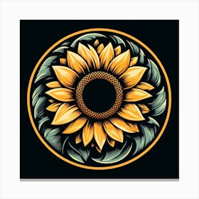 Sunflower In A Circle Canvas Print