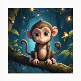 Monkey In The Forest Canvas Print