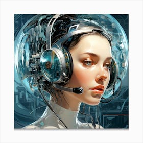 Futuristic Girl With Headphones 1 Canvas Print