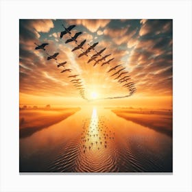 Geese In Flight Canvas Print