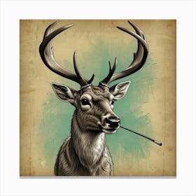 Deer With A Stick 1 Canvas Print