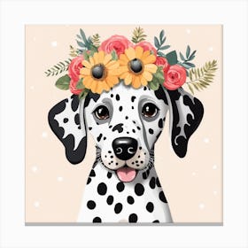 Floral Baby Dalmatian Dog Nursery Illustration (32) Canvas Print
