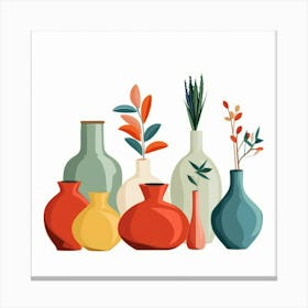 Vases And Flowers Canvas Print