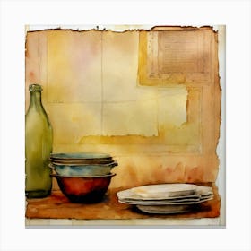 Table With Dishes Canvas Print