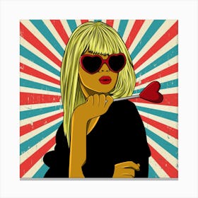 Pop Girl With Sunglasses Canvas Print