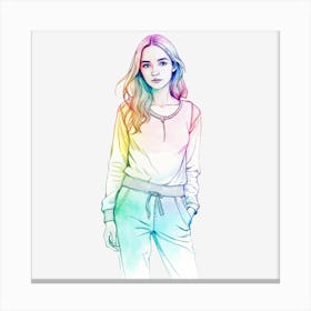 Girl With Rainbow Hair 3 Canvas Print