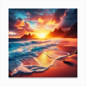 Sunset On The Beach 4 Canvas Print